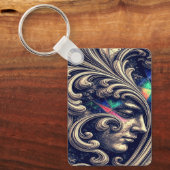 Ornate Abstract Face with Flowing Baroque Keychain (Voorkant)