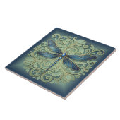 Ornate Art Nouveau Dragonfly Pat#12 Blue ID1222 Tegeltje (Zijkant)