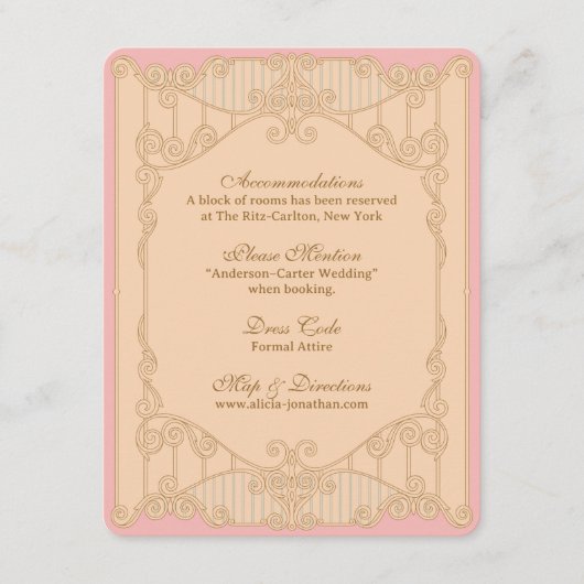 Ornate Art Nouveau Wedding Details Card Informatiekaartje (Voorkant)