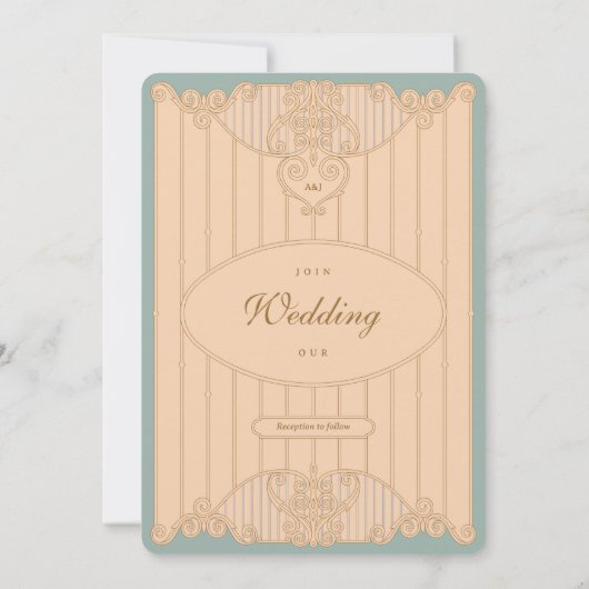 Ornate Art Nouveau Wedding Invitation Kaart (Achterkant)