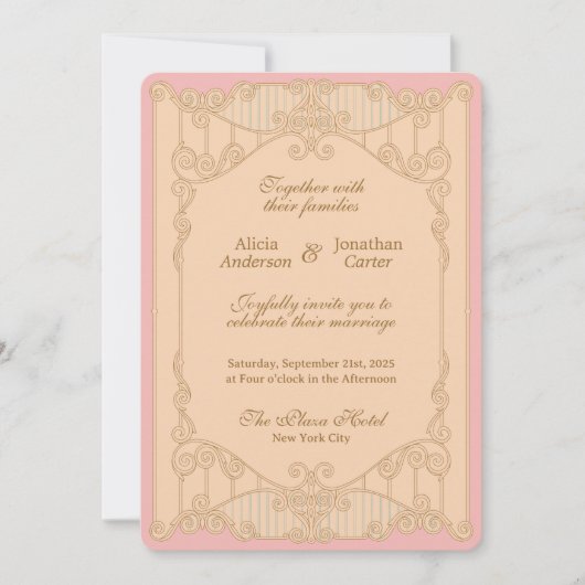 Ornate Art Nouveau Wedding Invitation Kaart (Voorkant)