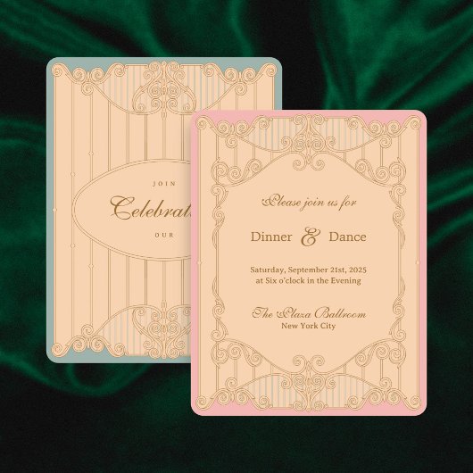 Ornate Art Nouveau Wedding Reception Invitation Kaart