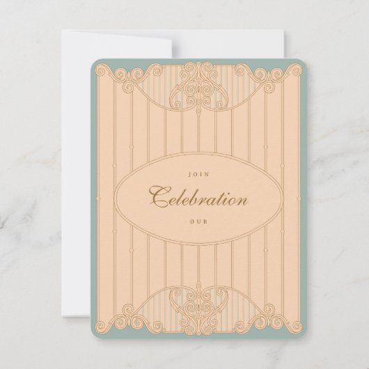 Ornate Art Nouveau Wedding Reception Invitation Kaart (Achterkant)