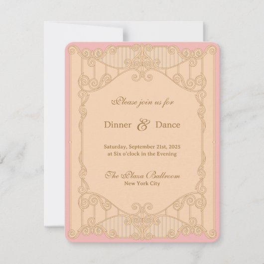 Ornate Art Nouveau Wedding Reception Invitation Kaart (Voorkant)