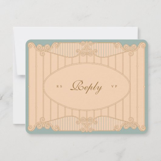 Ornate Art Nouveau Wedding RSVP Card (Achterkant)
