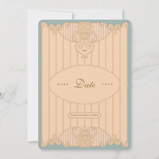 Ornate Art Nouveau Wedding Save The Date (Achterkant)