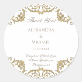 Ornate Baroque Christian Wedding Thank You  Ronde Sticker (Voorkant)