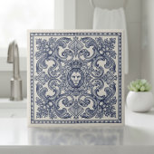 Ornate Baroque Pattern Pat#1 Blue Ivory ID1194 Tegeltje