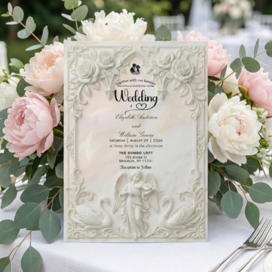 Ornate Baroque Rococo Archway & Cherub Wedding  Kaart