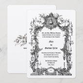 Ornate Baroque Rococo Style Frame & Wedding Bell Kaart (Voorkant / Achterkant)