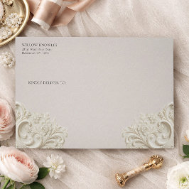 Ornate Baroque Swirl Cream Wedding Envelope Envelop