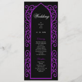 Ornate black and purple Gothic Wedding Program Menu (Voorkant)