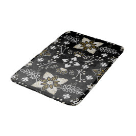Ornate black and white floral pattern  badmat