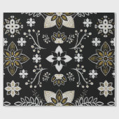 Ornate black and white floral pattern  cadeaupapier (Vlak)