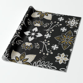 Ornate black and white floral pattern  cadeaupapier