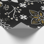 Ornate black and white floral pattern  cadeaupapier (Hoek)