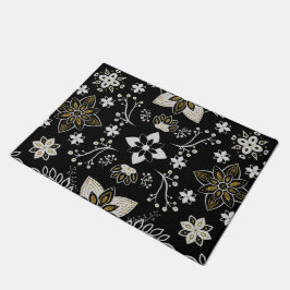 Ornate black and white floral pattern  deurmat