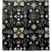 Ornate black and white floral pattern  douchegordijn (Voorkant)
