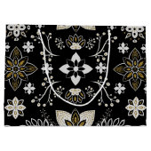 Ornate black and white floral pattern  groot cadeauzakje (Achterkant)