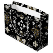 Ornate black and white floral pattern  groot cadeauzakje (Achterkant Gekanteld)