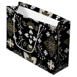 Ornate black and white floral pattern  groot cadeauzakje