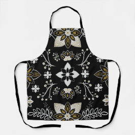 Ornate black and white floral pattern  schort