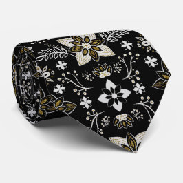 Ornate black and white floral pattern  stropdas