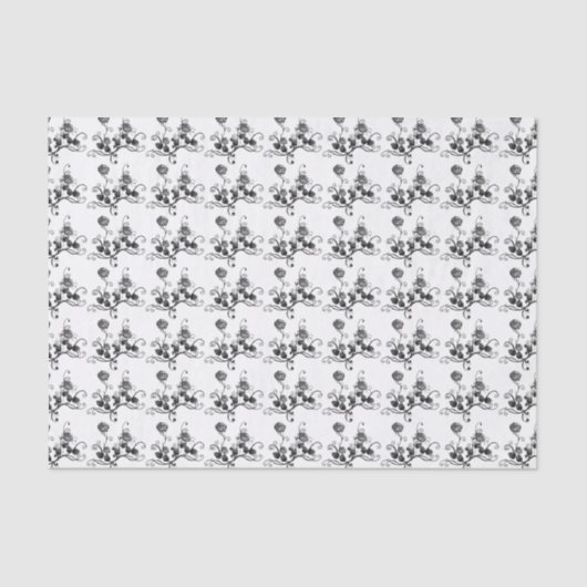 Ornate Black and White Flower Art Pattern Tissuepapier (Voorkant)