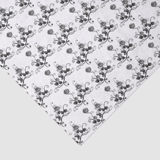 Ornate Black and White Flower Art Pattern Tissuepapier (Detail)