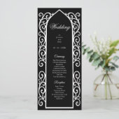 Ornate black and white Gothic Wedding Program Menu (Staand voorkant)