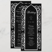 Ornate black and white Gothic Wedding Program Menu (Voorkant / Achterkant)