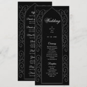 Ornate black and white Gothic Wedding Program Menu (Voorkant / Achterkant)