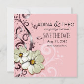 Ornate Bloemrijke Bloei Save the Date | roze Kaart (Voorkant)