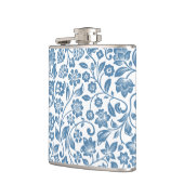 Ornate Blue and White Floral Vines Pattern Heupfles (Links)