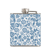 Ornate Blue and White Floral Vines Pattern Heupfles (Achterkant)