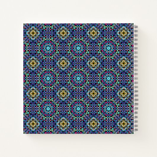 Ornate Blue Geometric Mosaic Pattern Personalised Notitieboek (Achterkant)