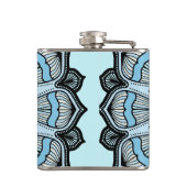 Ornate Blue Monogram Mandala Personalised Heupfles (Achterkant)