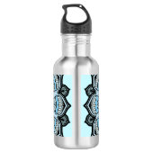 Ornate Blue Monogram Mandala Personalised Waterfles (Achterkant)