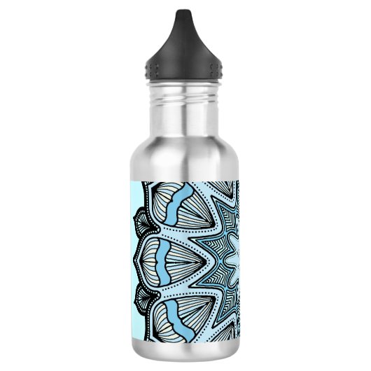 Ornate Blue Monogram Mandala Personalised Waterfles (Links)
