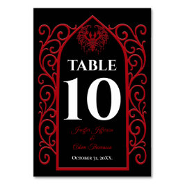 Ornate border black and red Gothic Wedding Kaart