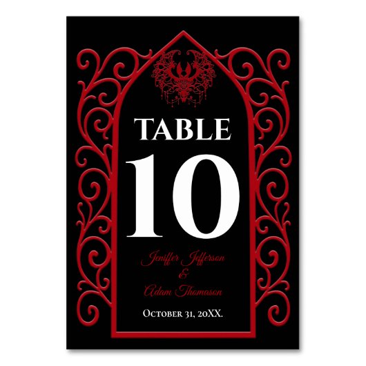 Ornate border black and red Gothic Wedding Kaart (Voorkant)