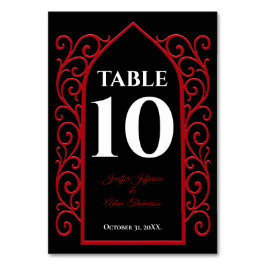 Ornate border black and red Gothic Wedding Kaart