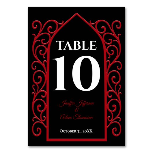 Ornate border black and red Gothic Wedding Kaart (Voorkant)