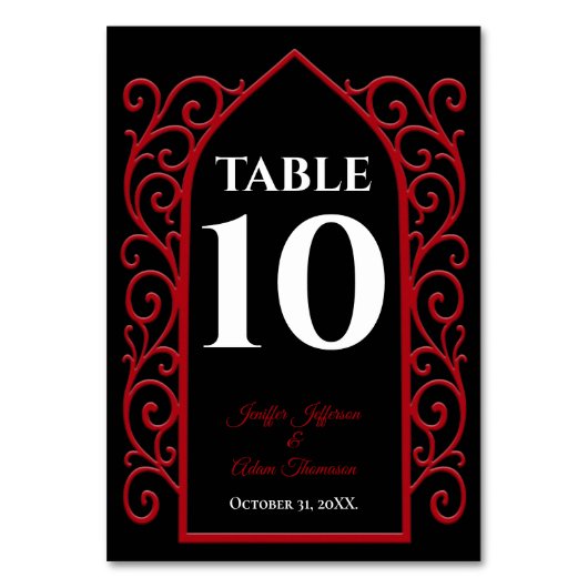 Ornate border black and red Gothic Wedding Kaart (Voorkant)