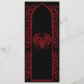 Ornate border black and red Gothic Wedding Menu (Achterkant)