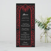 Ornate border black and red Gothic Wedding Menu (Staand voorkant)