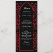 Ornate border black and red Gothic Wedding Menu (Voorkant)