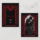 Ornate border black and red Gothic wedding Notitiekaartje (Voorkant / Achterkant)