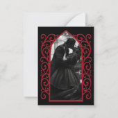 Ornate border black and red Gothic wedding Notitiekaartje (Achterkant)