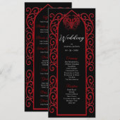 Ornate Border black and red Gothic Wedding Program Menu (Voorkant / Achterkant)